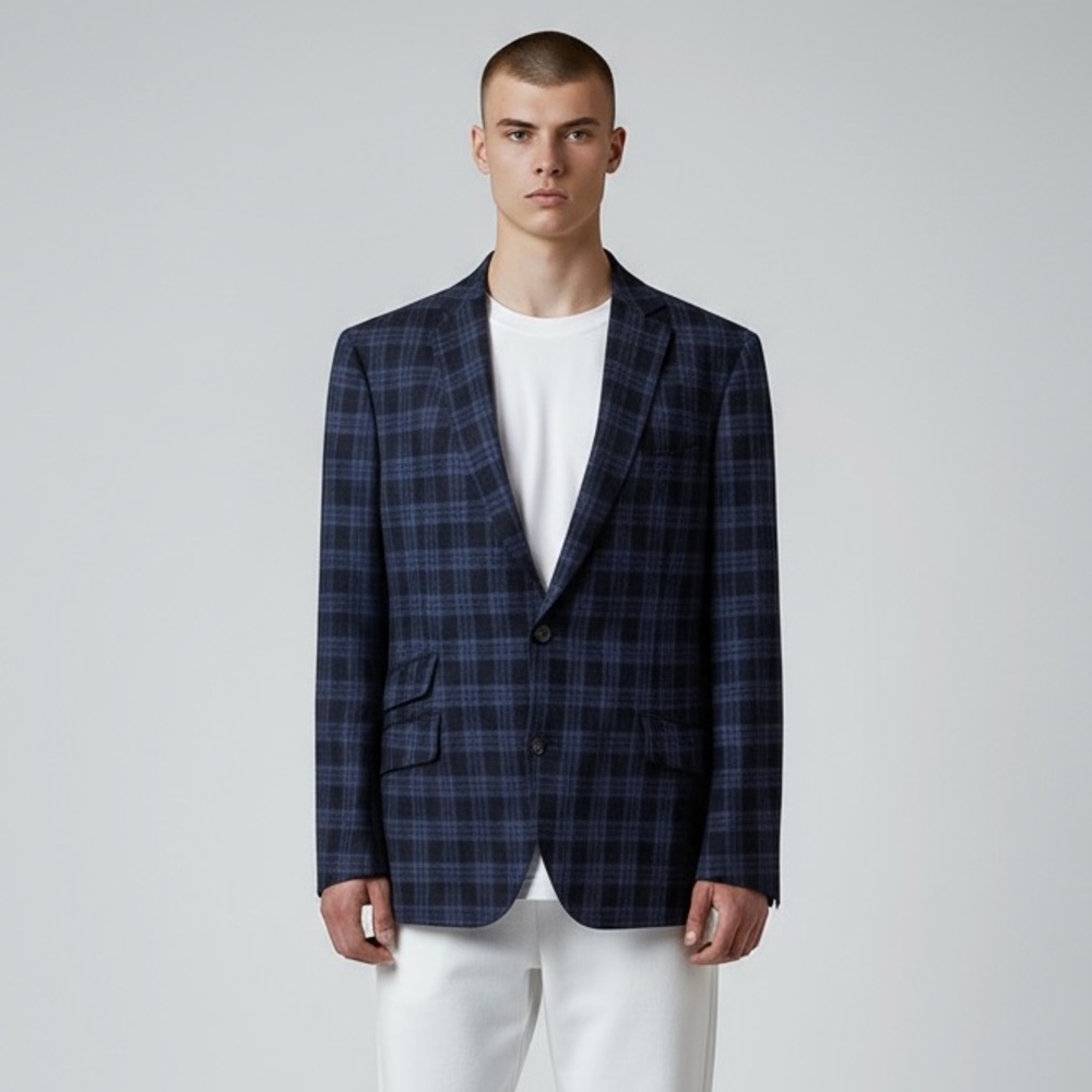 Nordstrom FLYNT Checkered Plaid Wool Sport Coat Blazer